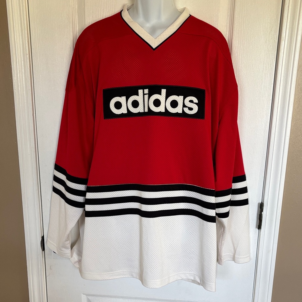 Adidas 90’s Retro Red and White Hockey Jersey